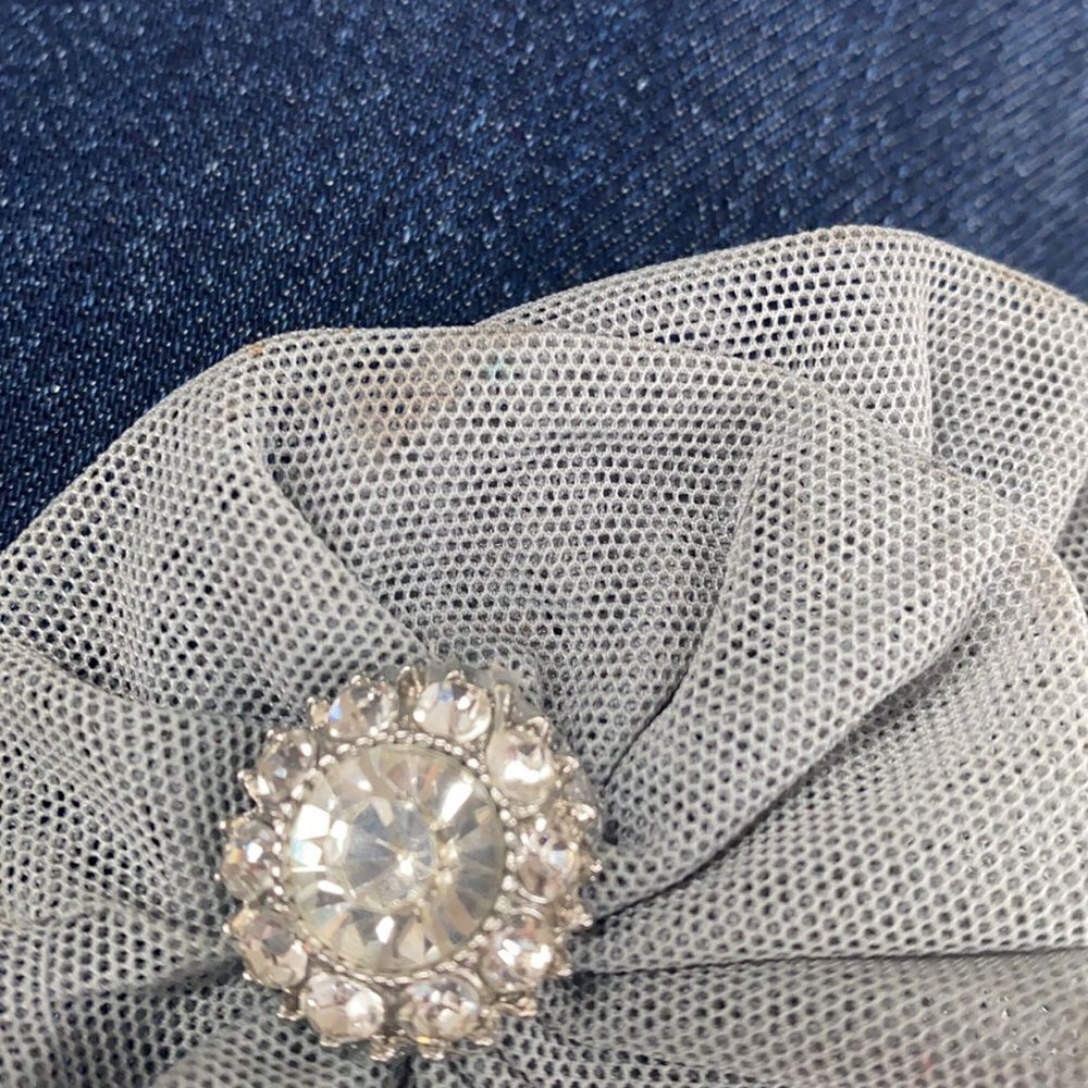One of a Kind 1950’s Handmade Vintage Pleated Tiered Ruffle Crystal Hair Piece - Picture 7 of 7